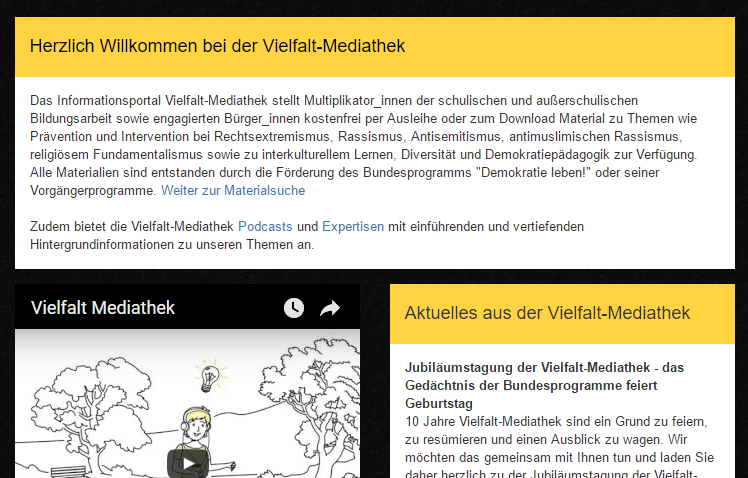 Screenshot Vielfalt-Mediathek