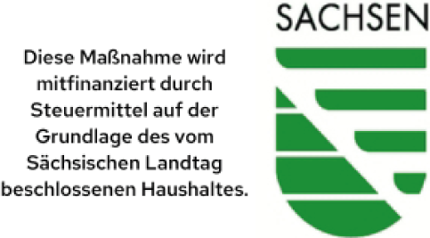 Logo des Sächsischen Landtages - Diese Maßnahme wird mitfinanziert durch Steuermittel auf der Grundlage des vom Sächsischen Landtag beschlossenen Haushaltes